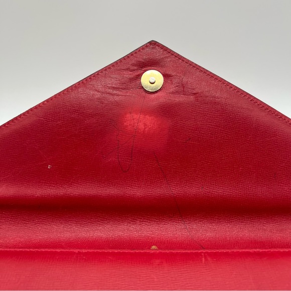 Mark Cross Red Leather Italy Legal Document Envelope  Case Clutch Gold - Picture 10 of 16